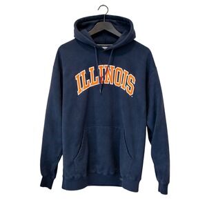 Vintage Steve & Barry Illinois Hoodie Mens XL Navy Blue Collegiate Spell Out 90s